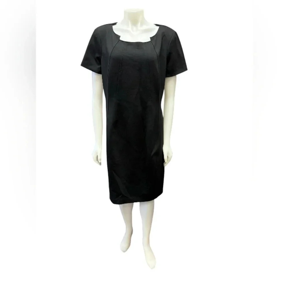 TAHARI Dress Black Short Sleeve Plus Size Midi Size 16